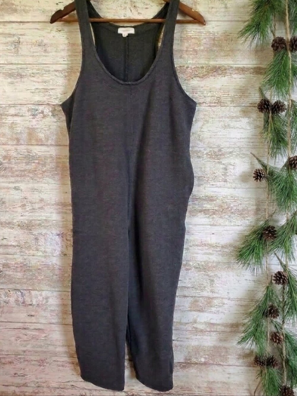 Colsie Lounge Jumpsuit Charcoal Gray Sleeveless Fleece Lined